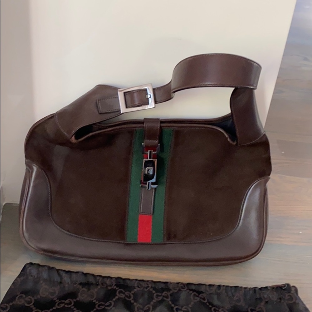 💯authentic Gucci brown suede bag